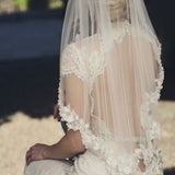 Soho beaded blossom lace edge tulle veil - Liberty in Love