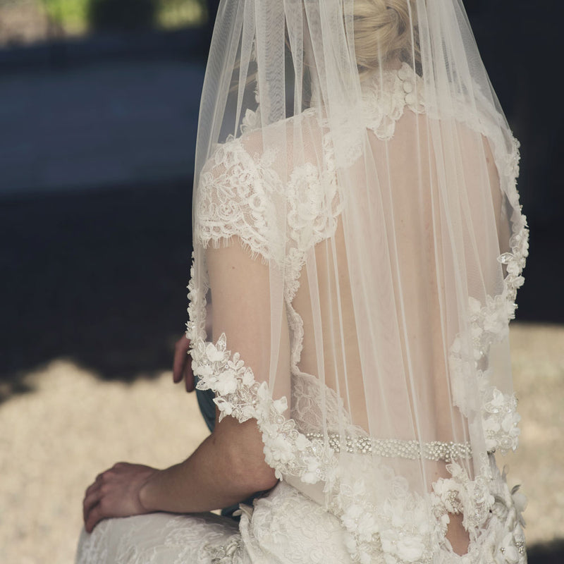 Soho beaded blossom lace edge tulle veil - Liberty in Love