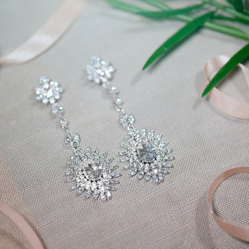 Solaire long drop CZ earrings - Liberty in Love