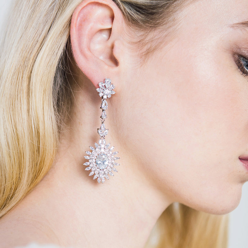 Solaire long drop CZ earrings - Liberty in Love