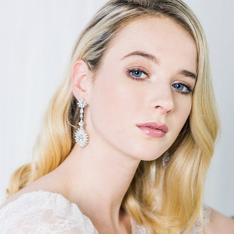 Solaire long drop CZ earrings - Liberty in Love