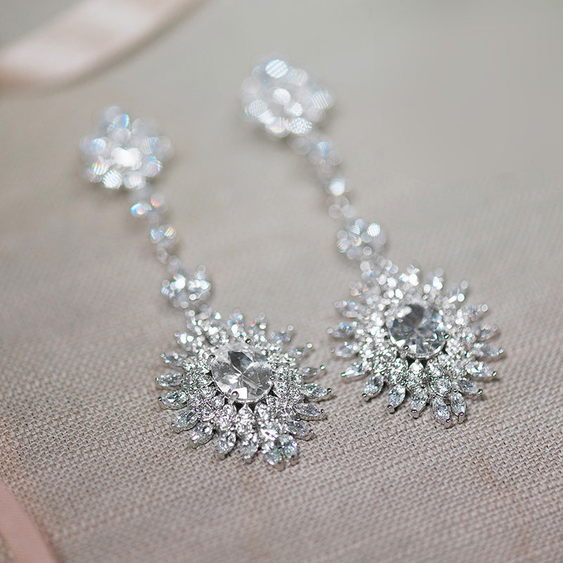 Solaire long drop CZ earrings - Liberty in Love