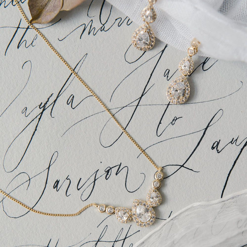 Sorbonne gold crystal teardrop earrings - Liberty in Love