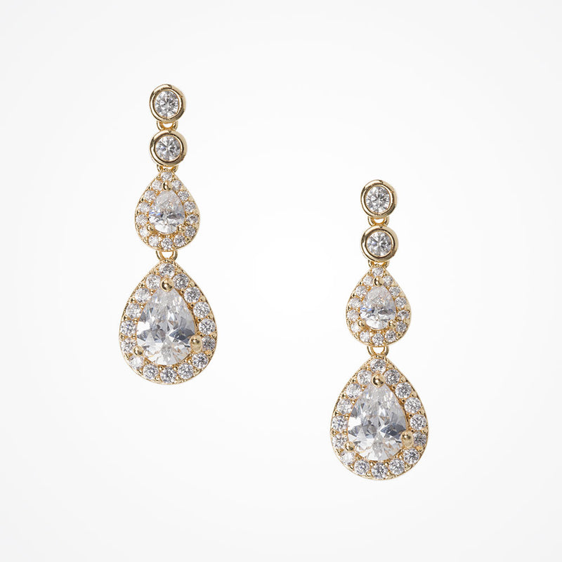 Sorbonne gold crystal teardrop earrings - Liberty in Love