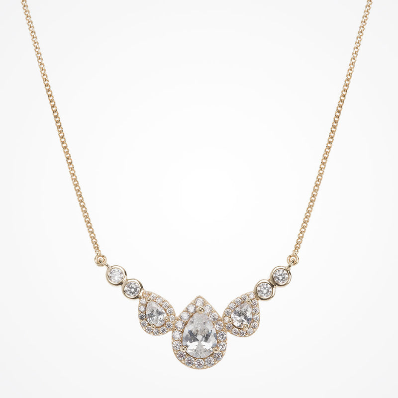 Sorbonne gold crystal teardrop pendant necklace - Liberty in Love