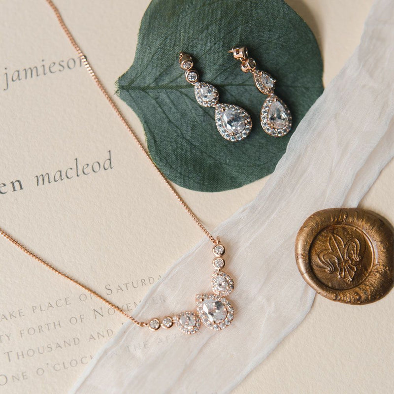 Sorbonne rose gold crystal teardrop pendant necklace - Liberty in Love