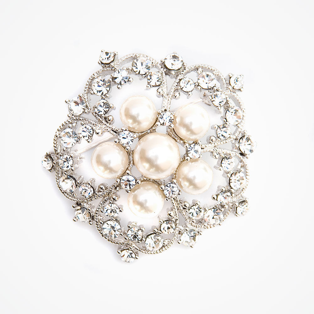 Swarovski crystal pearl brooch