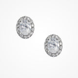 Stella oval CZ bridal stud earrings (silver) - Liberty in Love