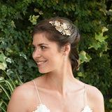 Sunburst bronze leaves and opaline crystal hair clip - Liberty in Love