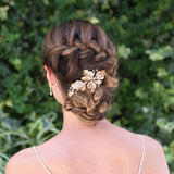 Sunburst bronze leaves and opaline crystal hair clip - Liberty in Love