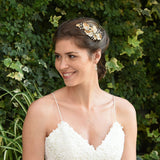 Sunburst bronze leaves and opaline crystal hair clip - Liberty in Love