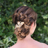 Sunburst bronze leaves and opaline crystal hair clip - Liberty in Love