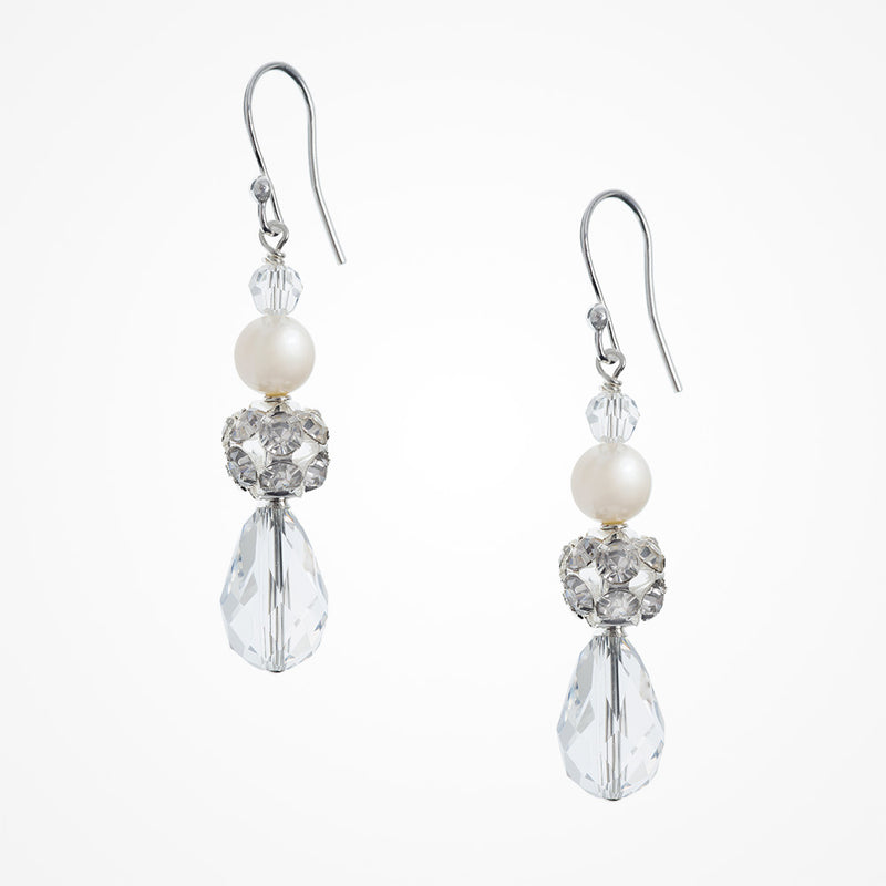 Sylvia pearl and crystal drop earrings - Liberty in Love