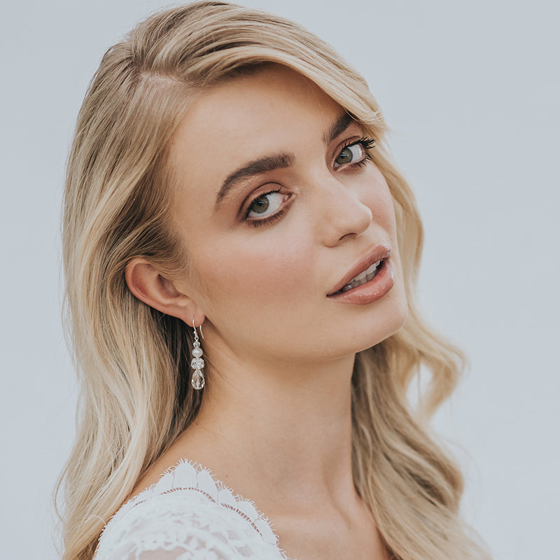 Sylvia pearl and crystal drop earrings - Liberty in Love