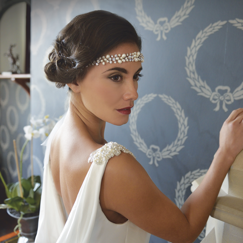 Sylvie pearl and crystal headpiece (or belt) - Liberty in Love