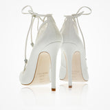 Tabitha French lace and ivory leather lace-up booties - Liberty in Love