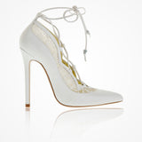 Tabitha French lace and ivory leather lace-up booties - Liberty in Love