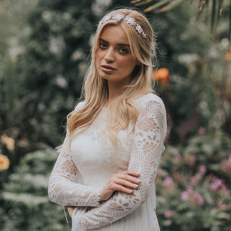 Tallulah line of pearl centred silver blossoms hair vine - Liberty in Love