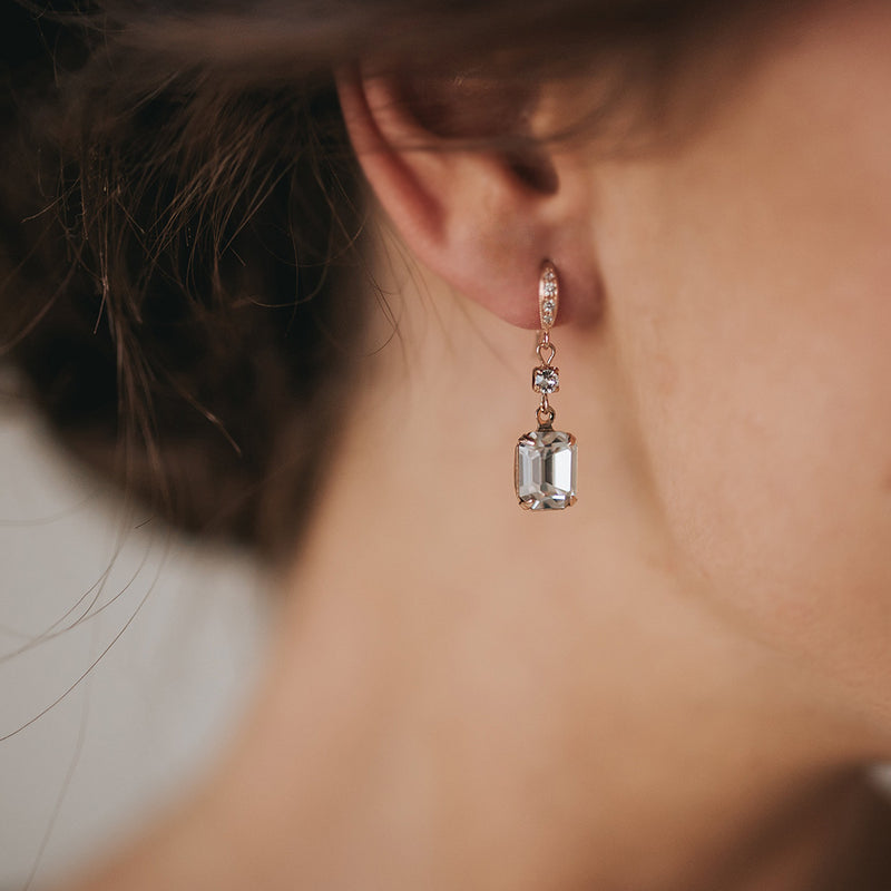 Tempest rose gold deco droplet earrings - Liberty in Love