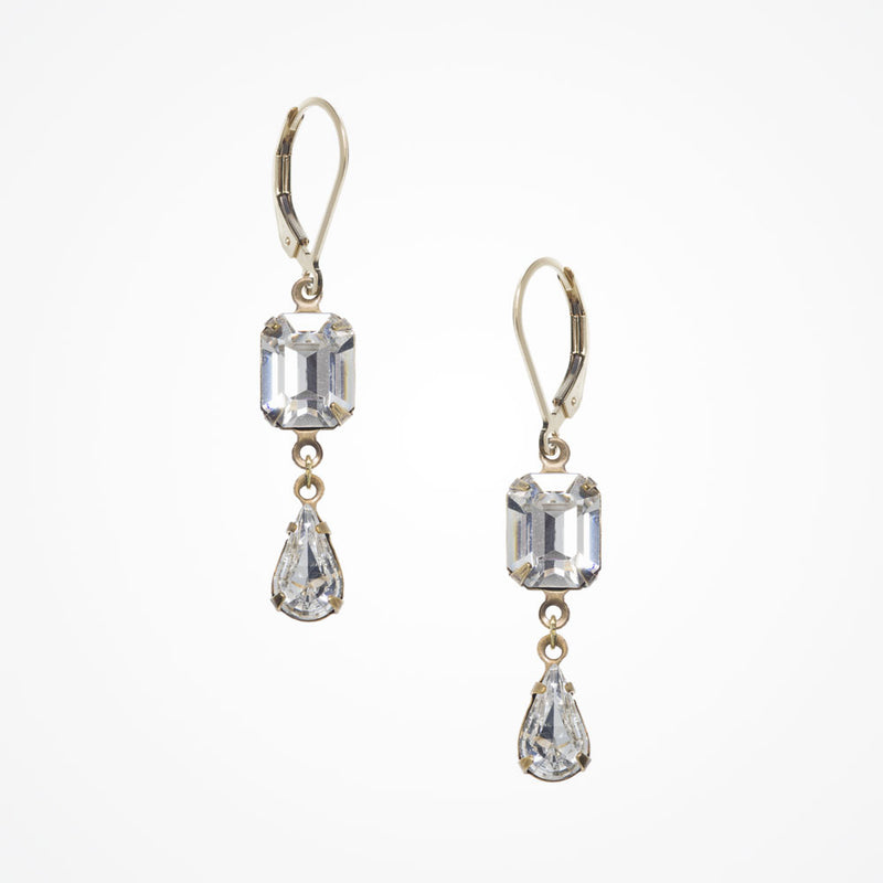 Tia emerald-cut crystal droplet earrings - Liberty in Love