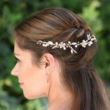 Titania rose gold blush crystal floral hair vine - Liberty in Love