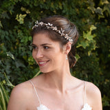 Titania rose gold blush crystal floral hair vine - Liberty in Love