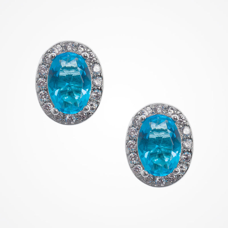 Topaz-blue CZ bridal stud earrings - Liberty in Love