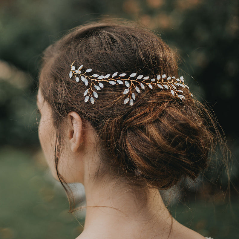 Tula II opaline crystal sprays gold hair vine - Liberty in Love