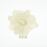 Tulle flower bridal hair comb in ivory (small) - Liberty in Love