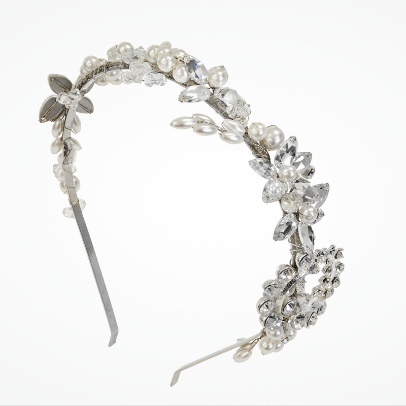 Crystal flower and pearl bridal headdress (UA11-27) - Liberty in Love