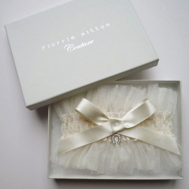 Ethereal luxury tulle garter  with crystal charm - Liberty in Love