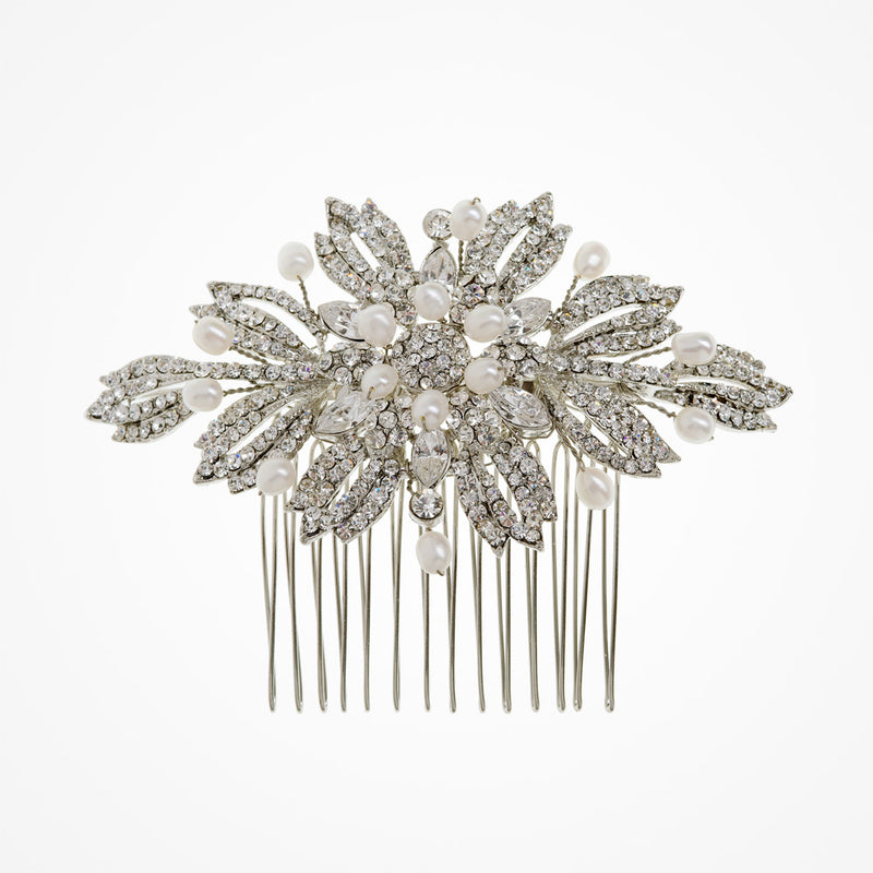Ursula pearl and crystal floral hair comb - Liberty in Love