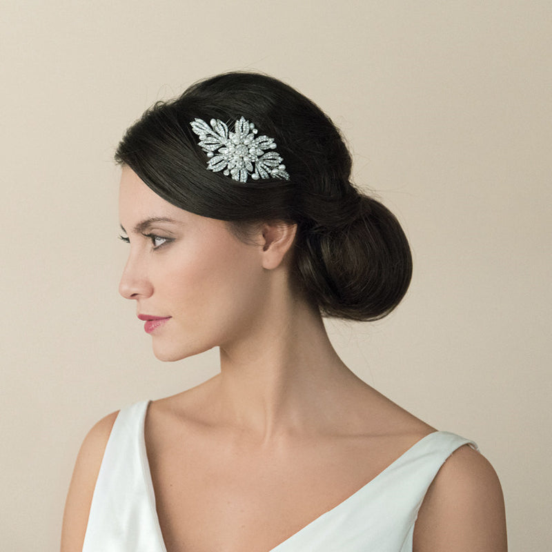 Ursula pearl and crystal floral hair comb - Liberty in Love