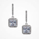 Valentina square cut CZ drop earrings (silver) - Liberty in Love