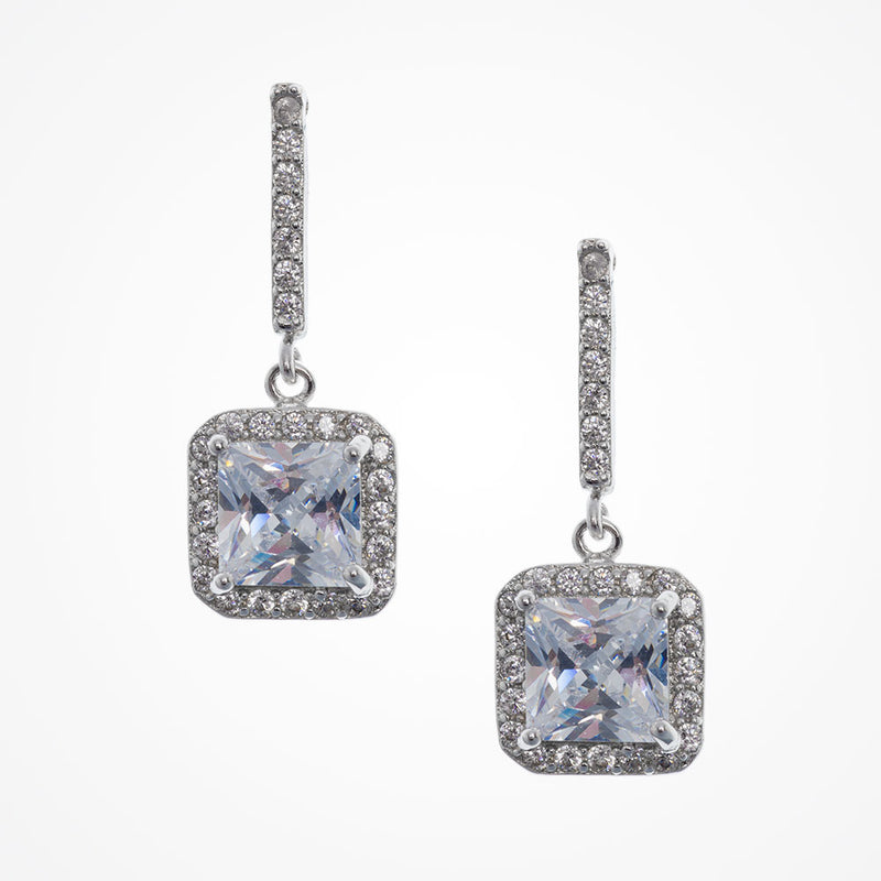 Valentina square cut CZ drop earrings (silver) - Liberty in Love
