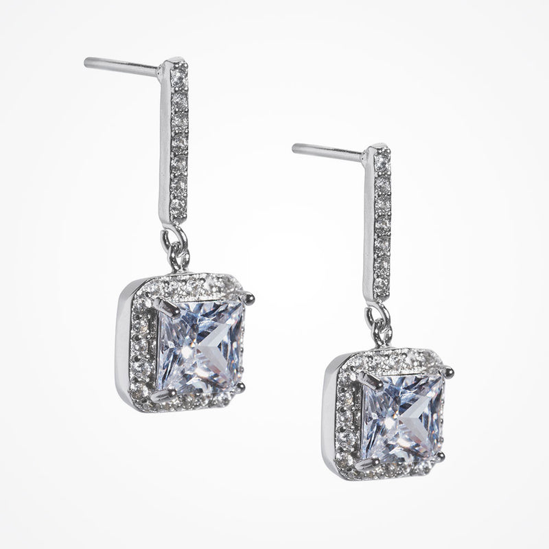 Valentina square cut CZ drop earrings (silver) - Liberty in Love