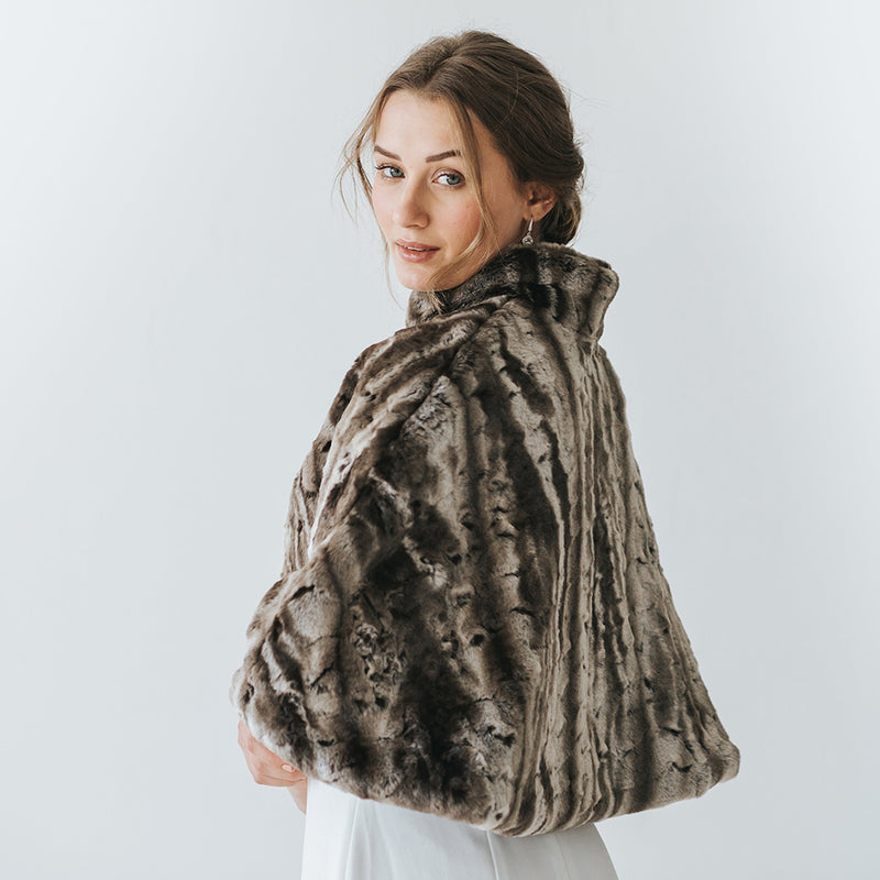 Silver brown faux fur cape - Liberty in Love