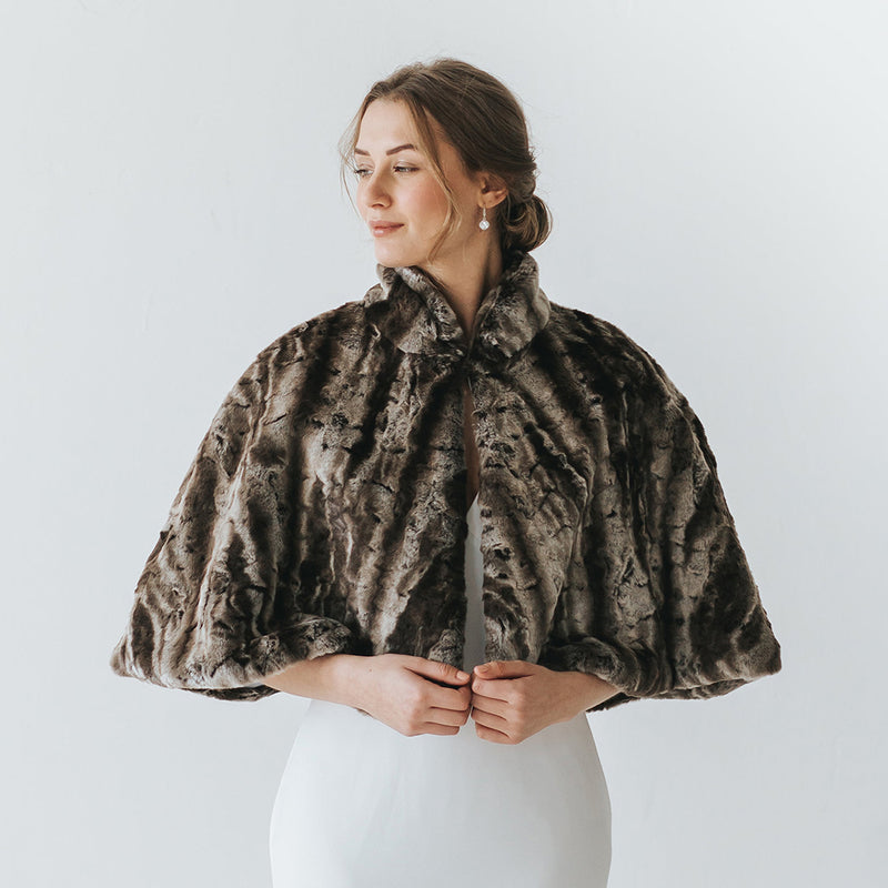 Silver brown faux fur cape - Liberty in Love