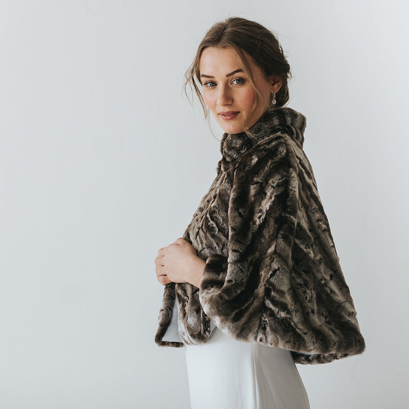 Silver brown faux fur cape - Liberty in Love