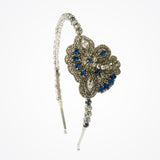 Vintage beaded hairband with blue crystals - Liberty in Love