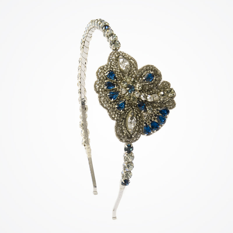 Vintage beaded hairband with blue crystals - Liberty in Love