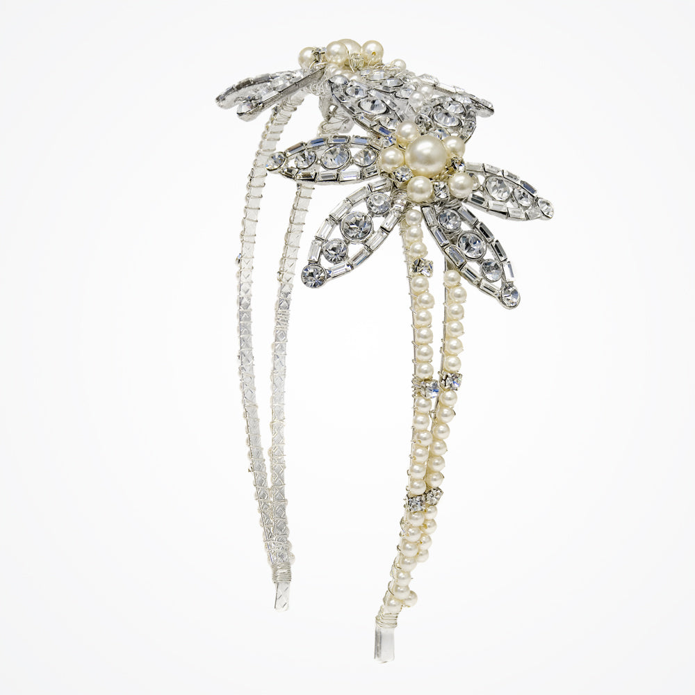 Vintage hollywood flower pearl bridal headband