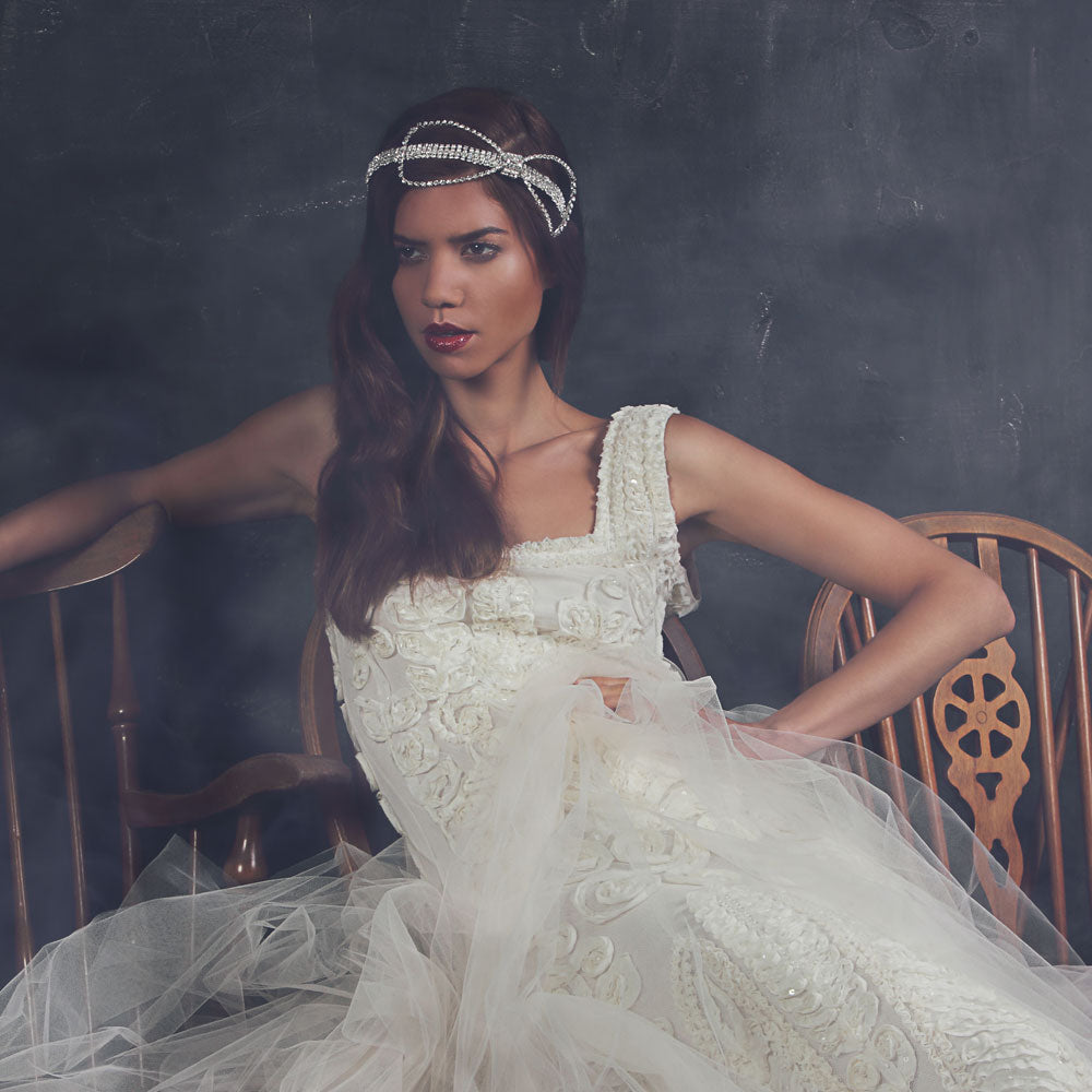 Swarovski crystal bow headband Vintage Hollywood 'take a bow