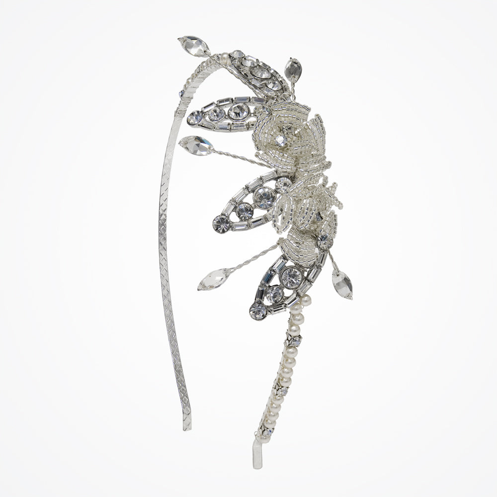 Vintage inspired beaded roses on pearl headband