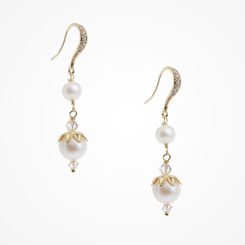Viola pearl drop gold earrings - Liberty in Love