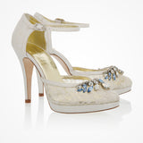 Violet vintage-inspired Swarovski crystal lace and silk shoes - Liberty in Love