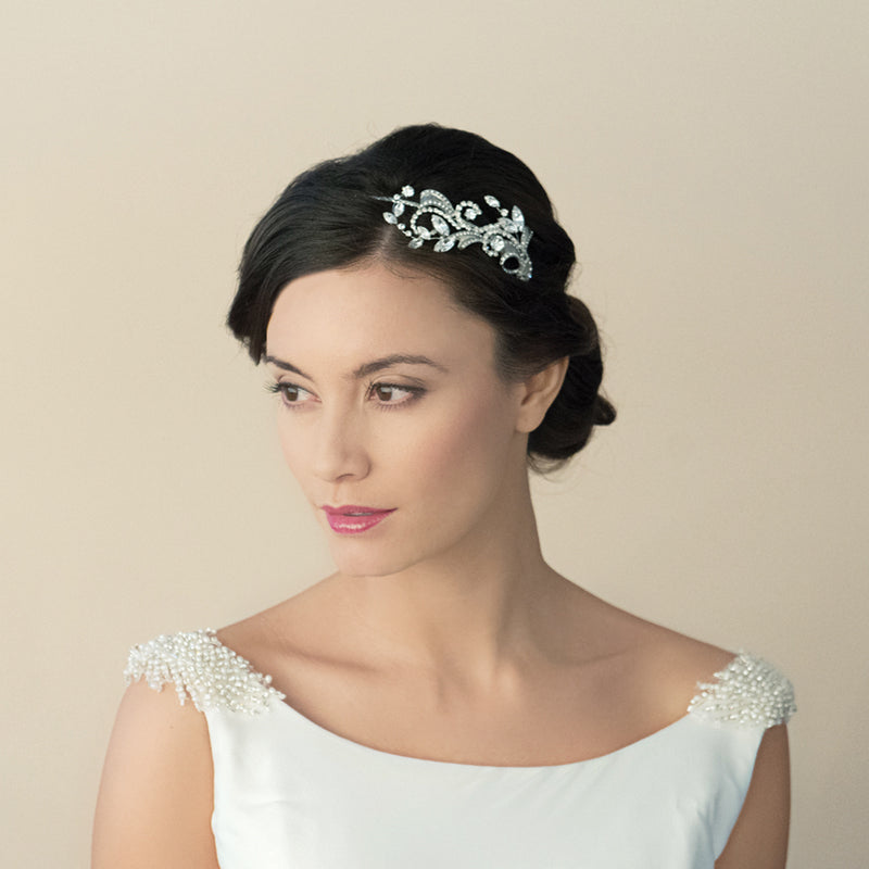 Art Deco inspired bridal headband Vivian Ivory and Co