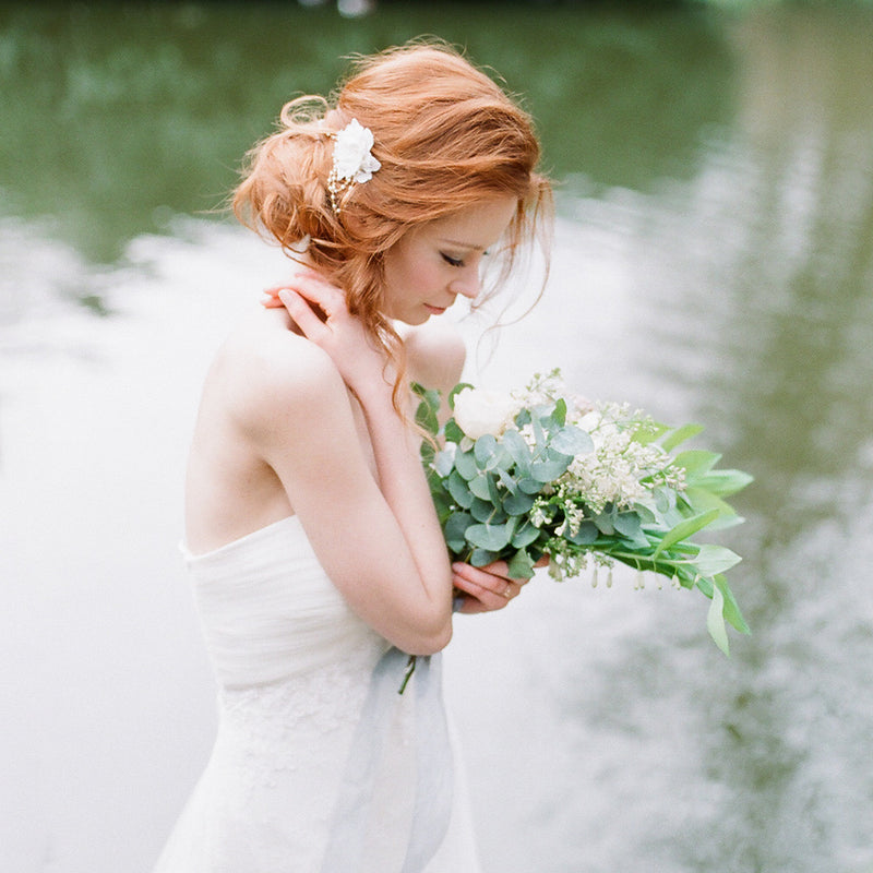 Beatrice lace blooms draping headpiece - Liberty in Love