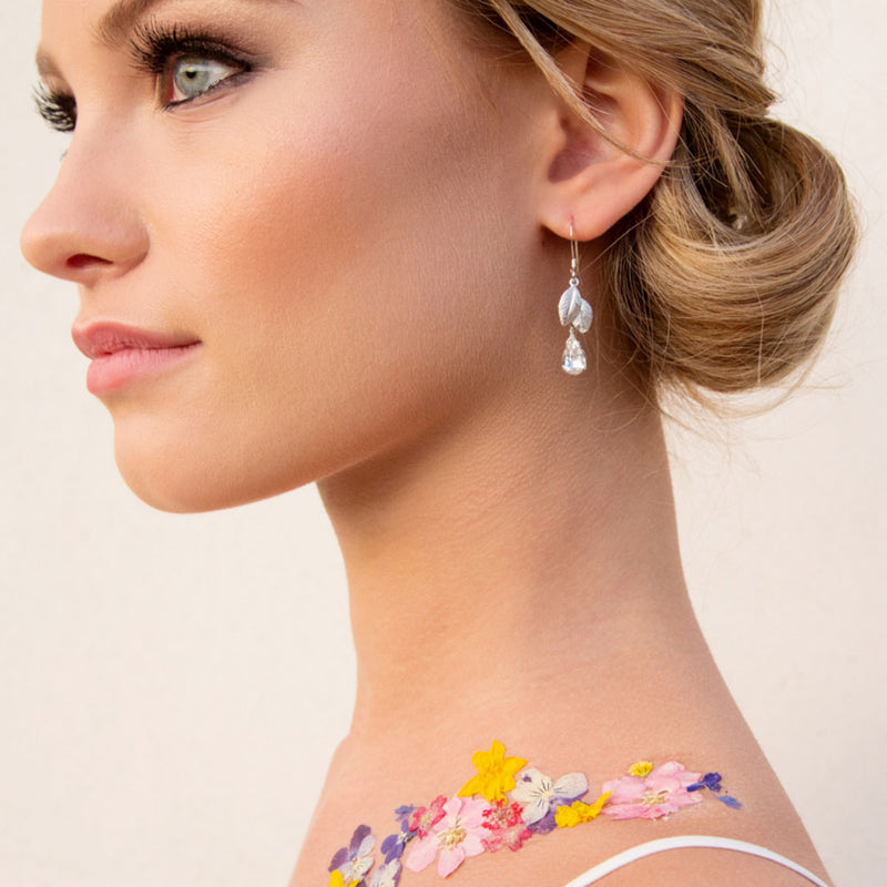 Wallflower gold leaves crystal drop earrings - Liberty in Love