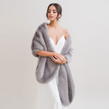 Warm grey faux fur long stole - Liberty in Love